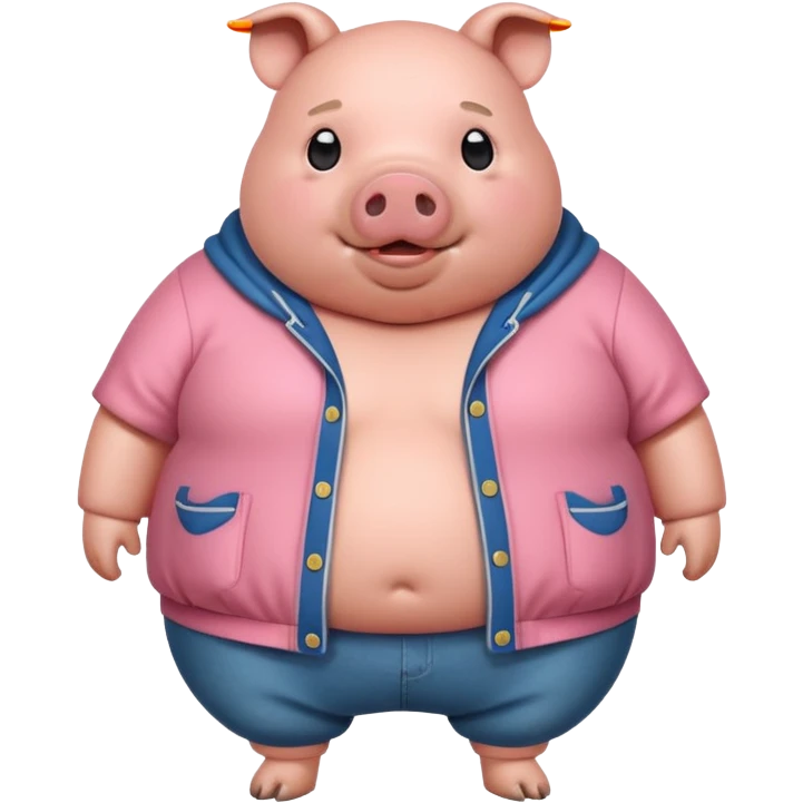 a fat pig with clothes  emoji