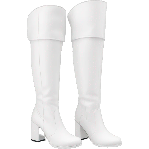 white knee high chunky heel boots emoji