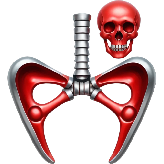 metallic anatomic bones with blood, steel texture, dark dramatic tone, minimal details emoji