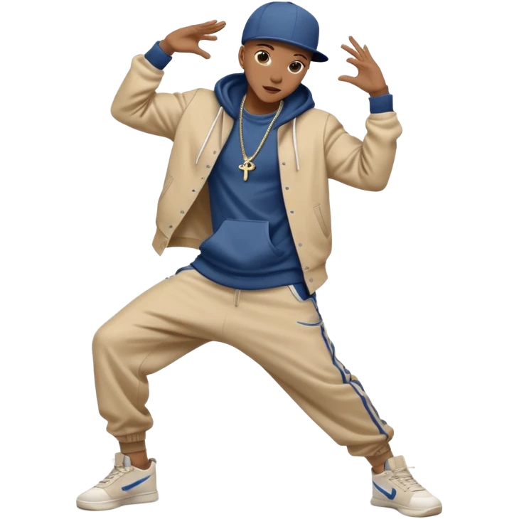 танцор  хип-хоп «Объемная минималистичная иконка с танцором в динамичной позе, четкие контуры, мягкие тени, минимум деталей». emoji