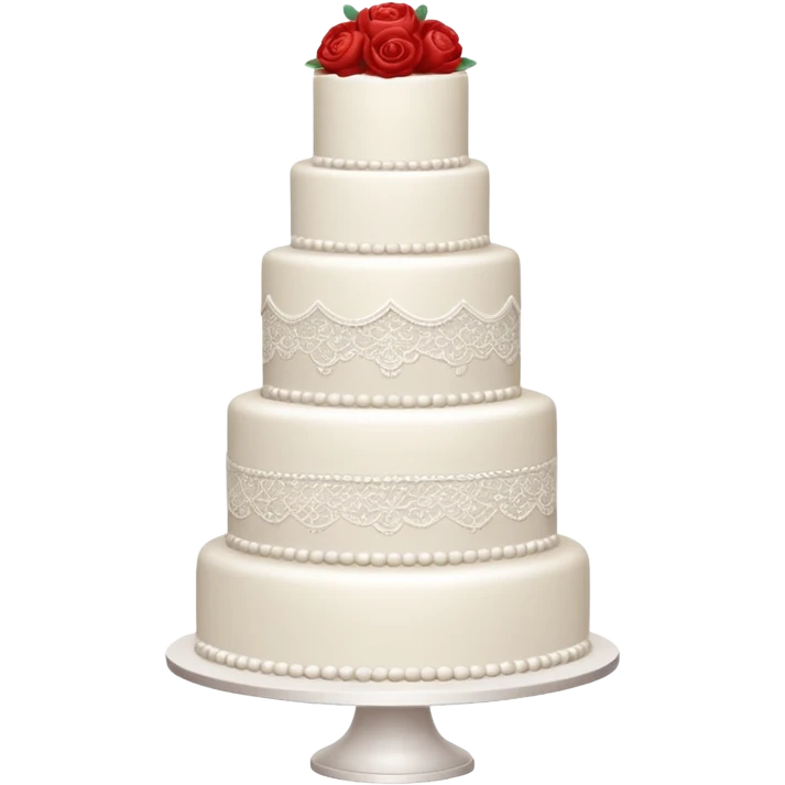 elegant white wedding cake with lace details emoji
