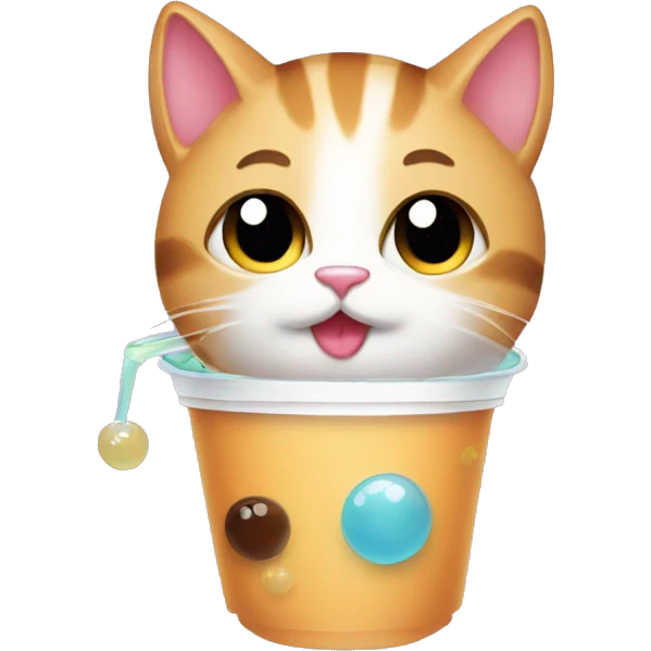 cat drinking bubble tea emoji