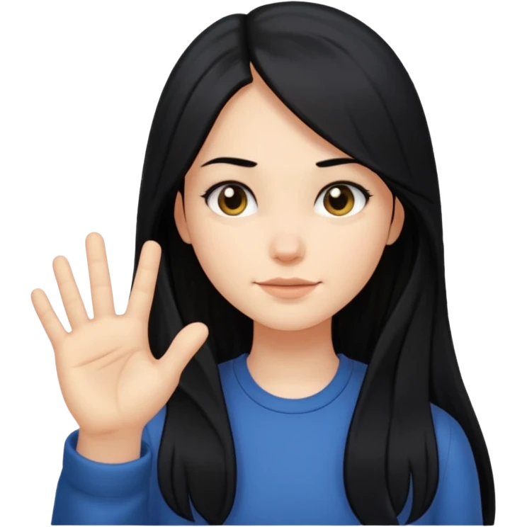 a girl with long black hair doing a “smug face” or “satisfied smirk” and pinching hand towards me  emoji