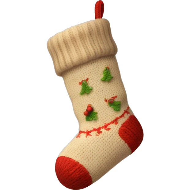 Beige knit Christmas sock emoji