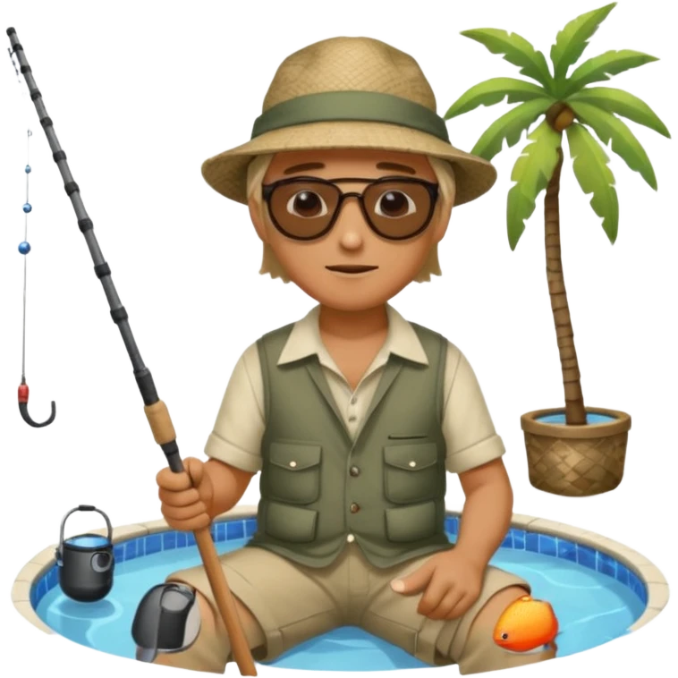 
man sitting fishing near the pool emoji