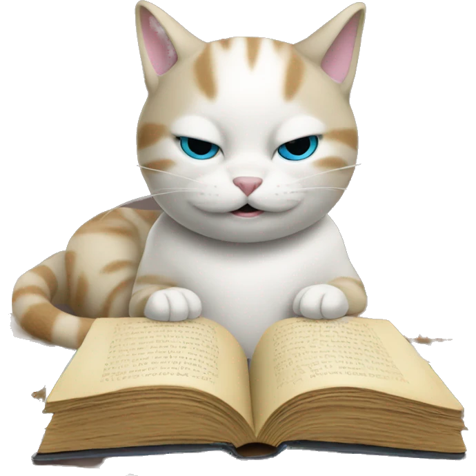Cat readying a book emoji