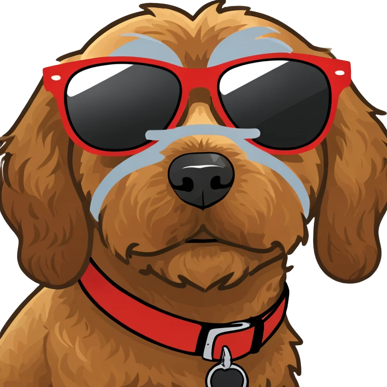 Red Cockapoo with sunglasses  emoji