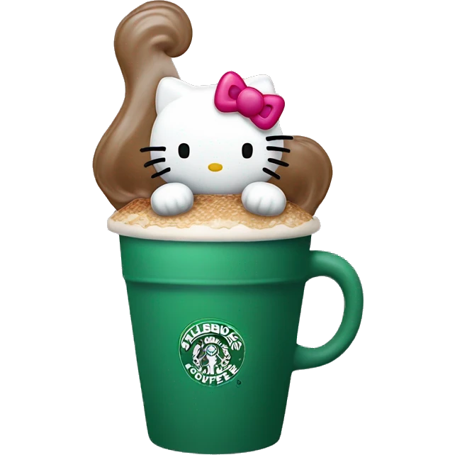 Hello kitty in a cup of starbucks emoji