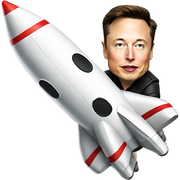 Elon Musk riding a flying space rocket emoji