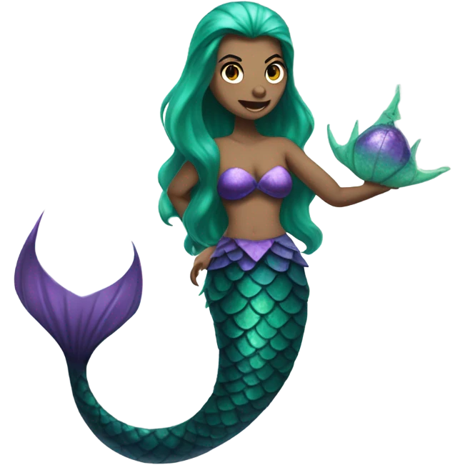 Evil mermaid green and purple with tail emoji