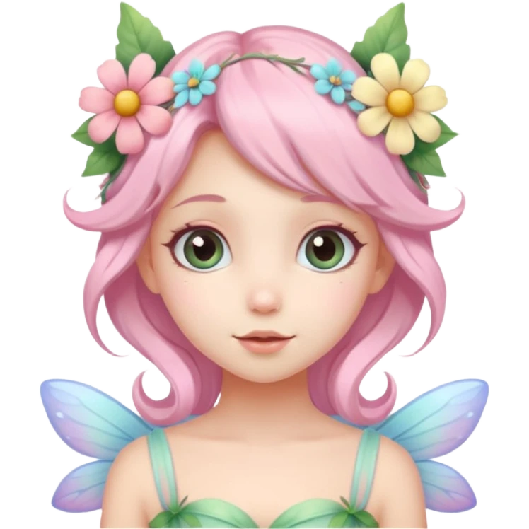 cute pastel fairy girl flower head decoration emoji