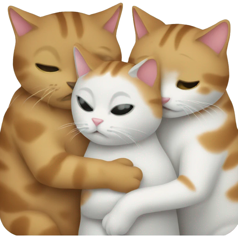 three cats hugging emoji