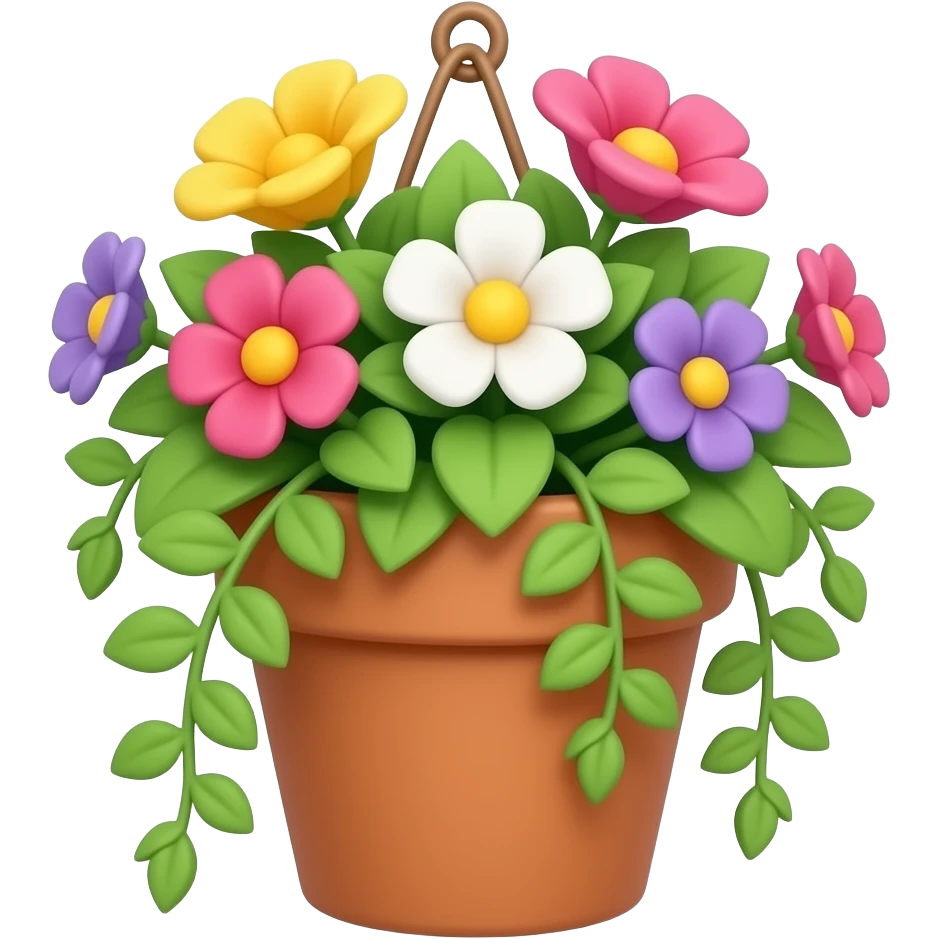 colorful flower pot hanging emoji