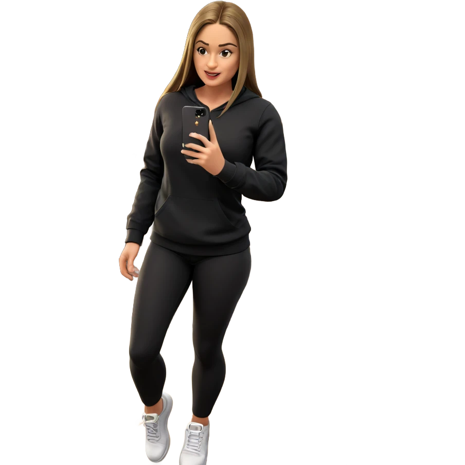 girl holding phone by door emoji