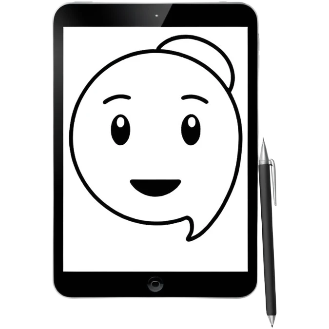A digital pen drawing layouts on a tablet emoji