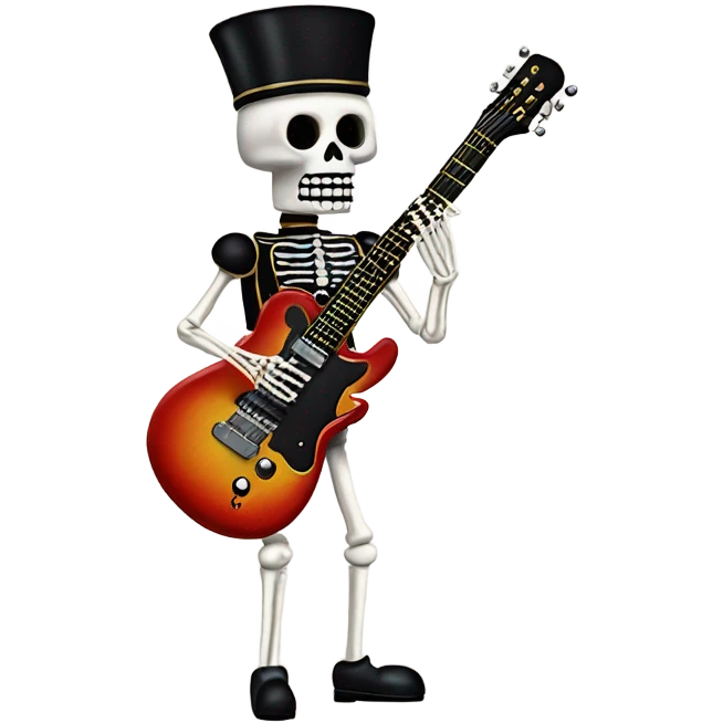 Nutcracker skeleton with electric guitar emoji
