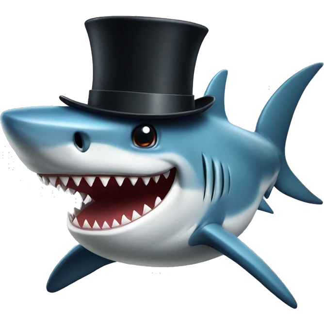 Shark with a top hat emoji