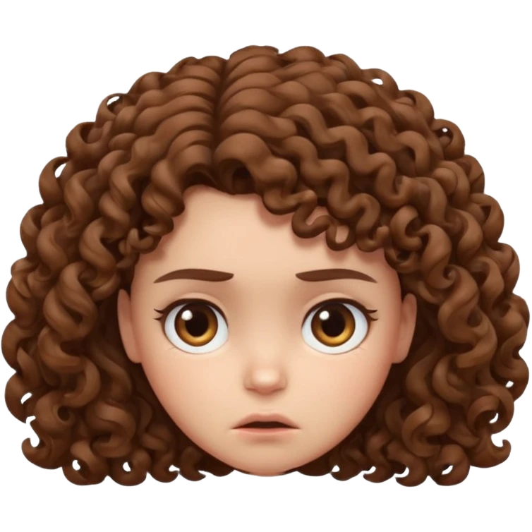 a girl with curly hair going “hmmph” and moving her head left in a cute grumpy way emoji