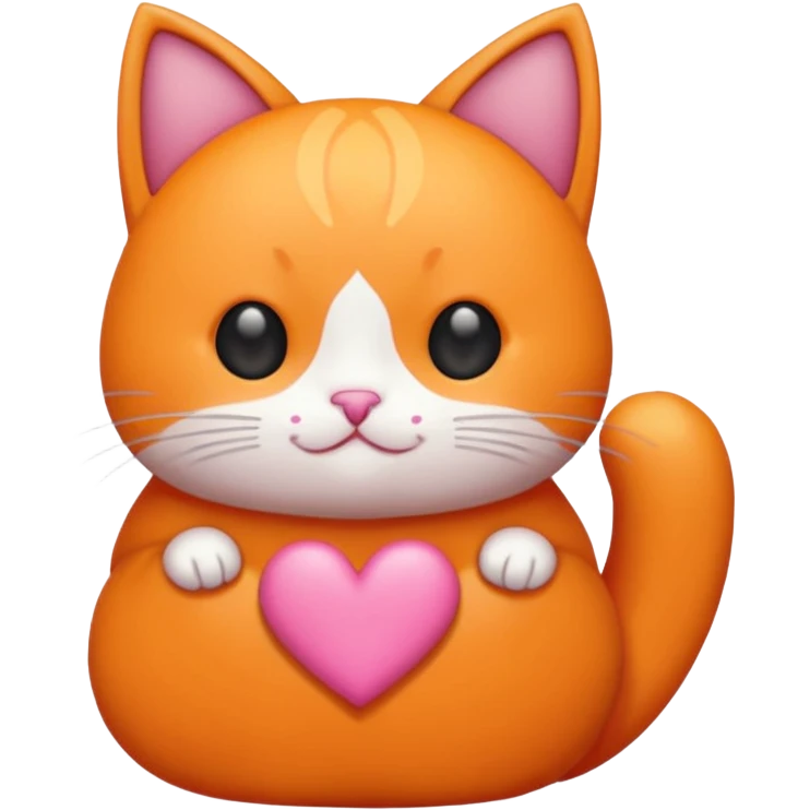 Gato naranja corazón rosa cuerpo entero kawaii emoji