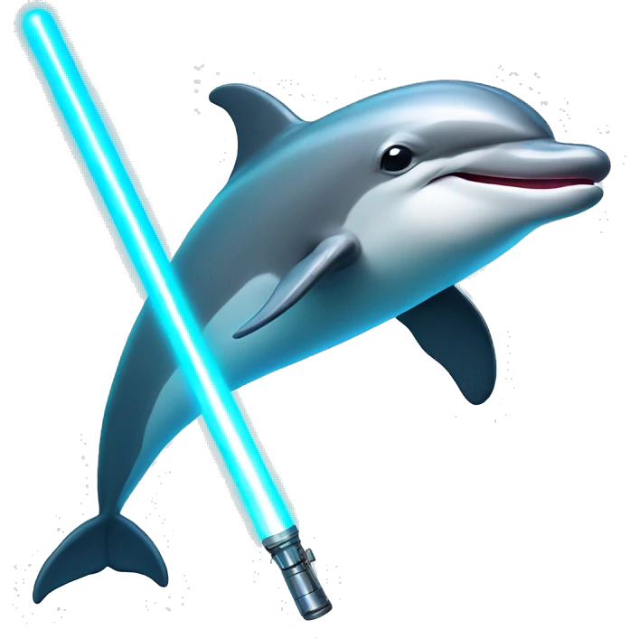 Dolphin with a lightsaber emoji