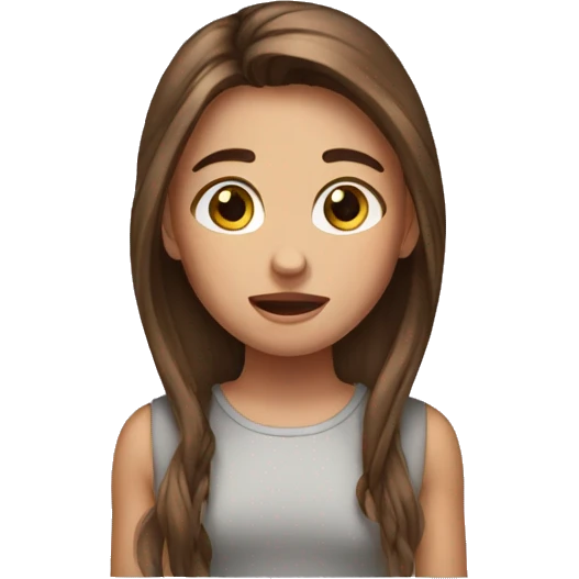 1girl,long browm hair, cry emoji