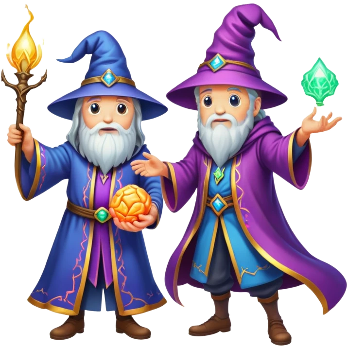 wizard and brain in a magical spell duel emoji