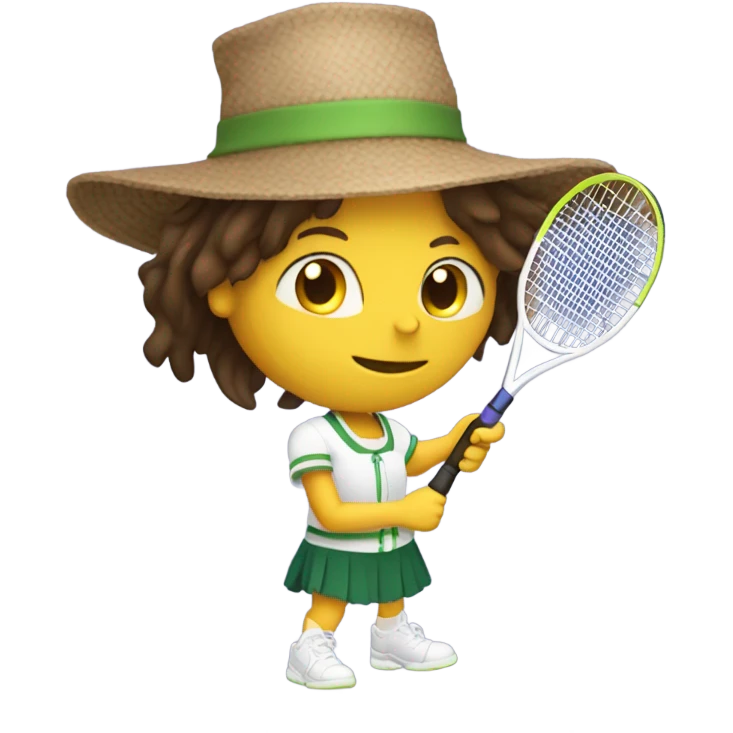 Brunette scarecrow playing tennis emoji