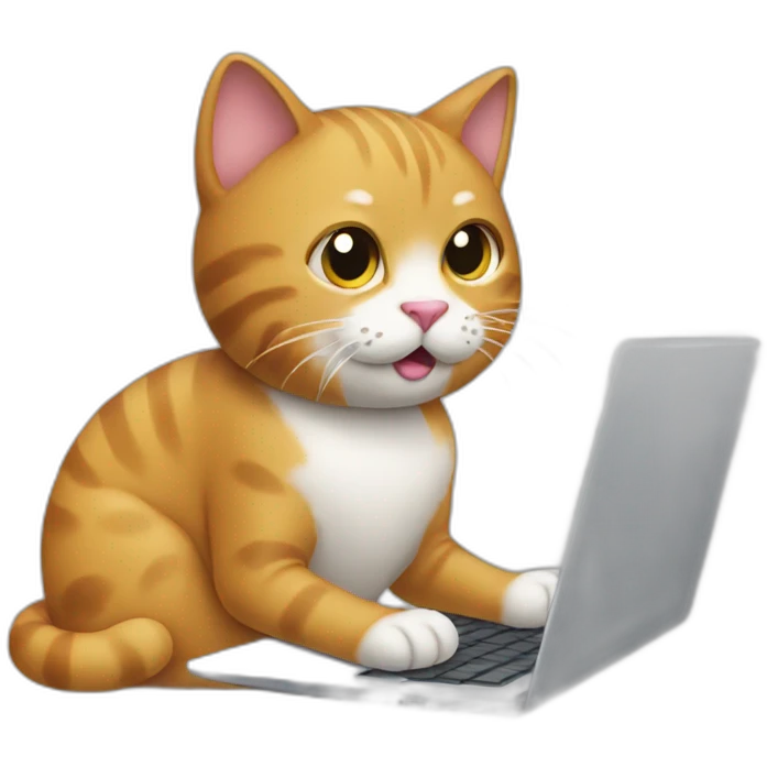 cat typing in laptop side view emoji