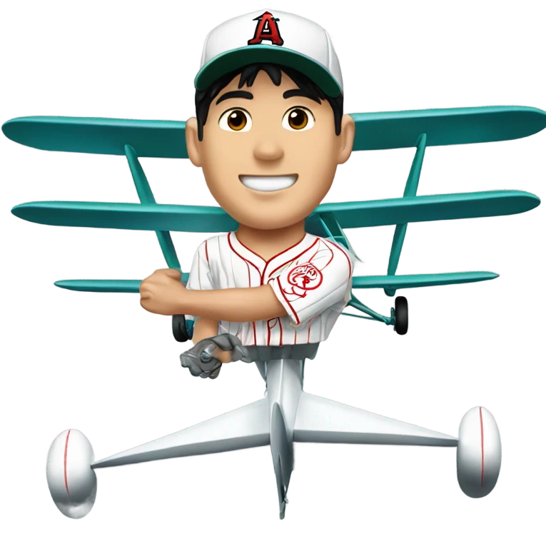 Shohei Ohtani flying a biplane emoji