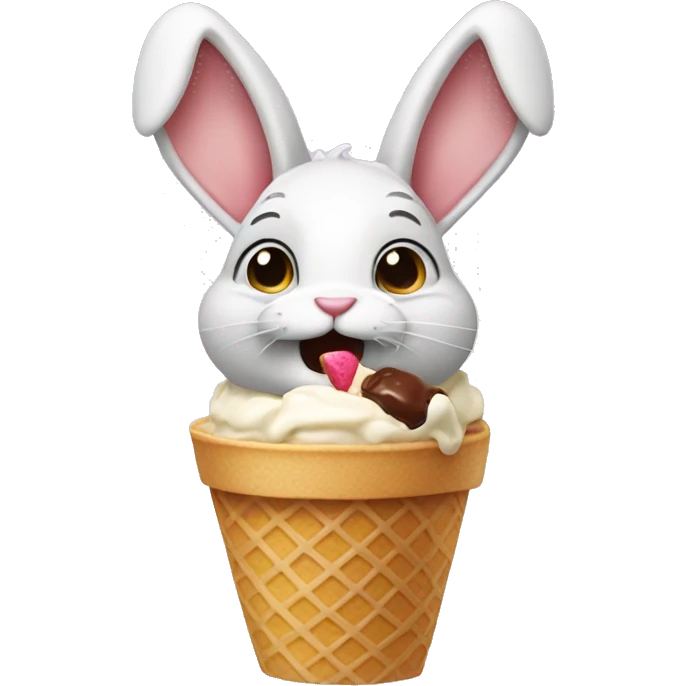 Rabbit eating ice cream emoji