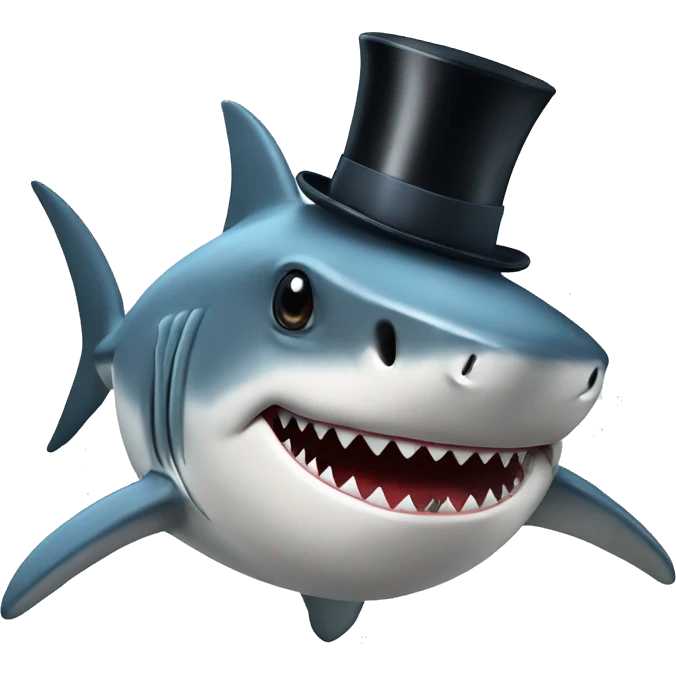 Shark with a top hat emoji