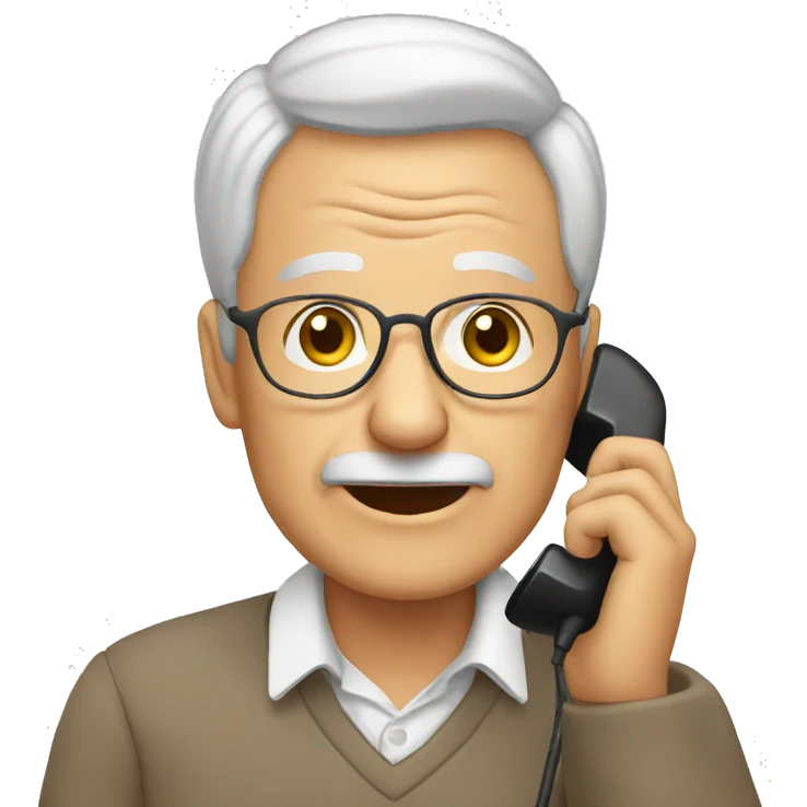elderly man on phone emoji
