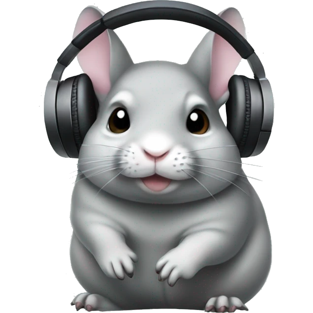 chinchilla in headphones emoji