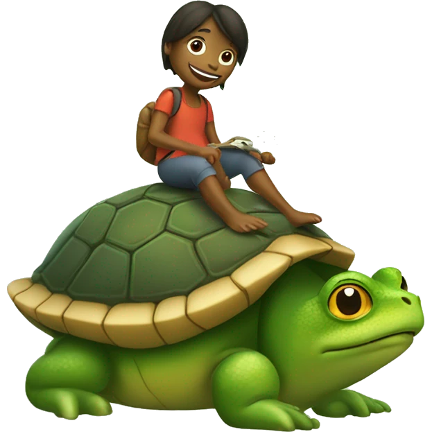 Snai riding a turtle that's riding a frog emoji