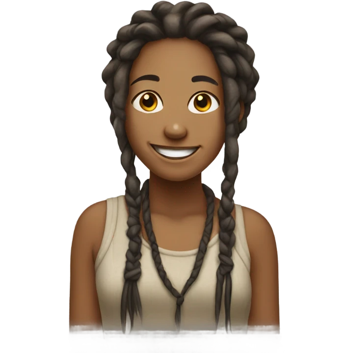 smiling girl with dreadlocks emoji