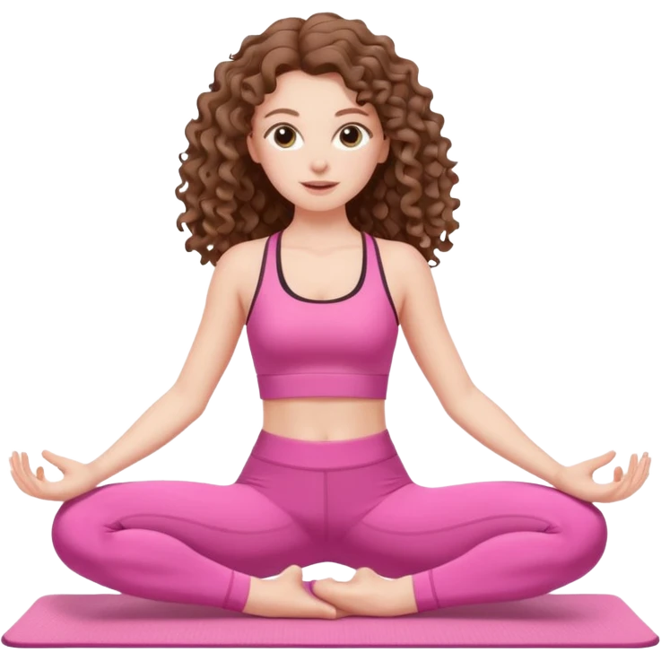 pale white girl with long brown curly hair pilates pink emoji