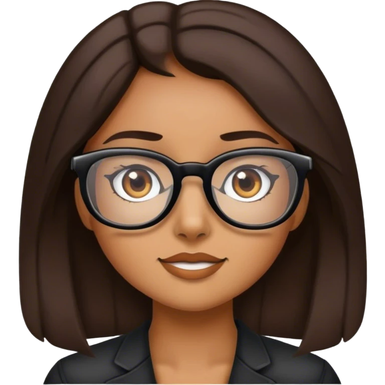 Girl with tan skin and dark brown hair with glasses  emoji