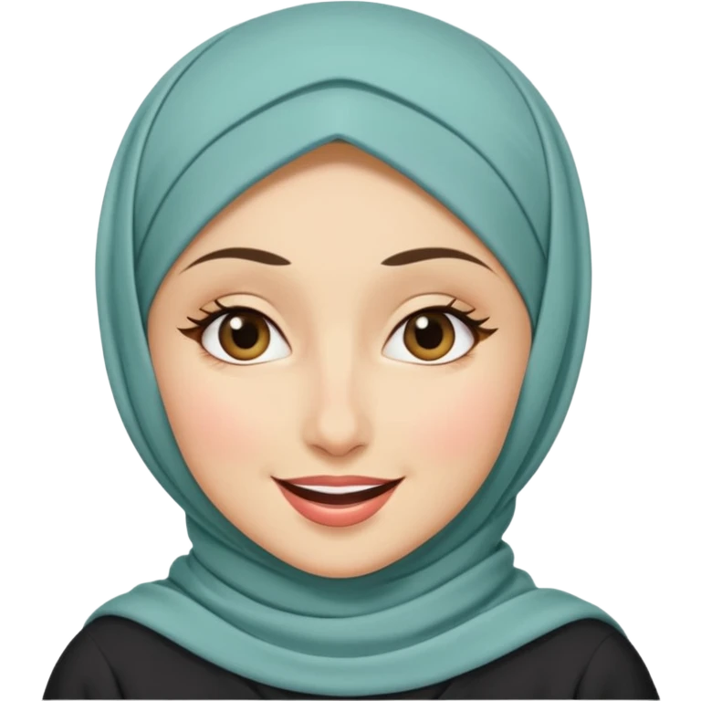 hijabi woman with medium fair skin, winking emoji