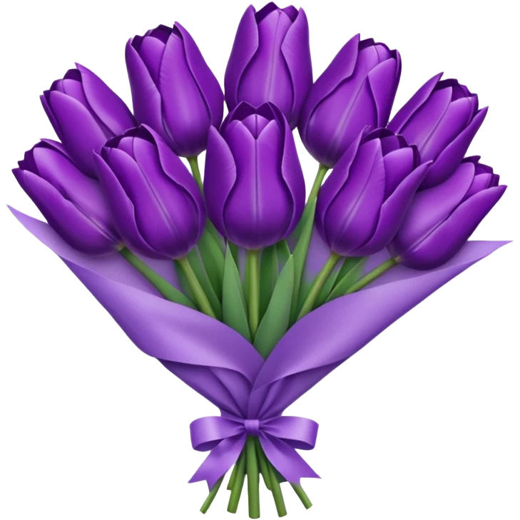 purple tulip bouquet with purple translucent paper wrap emoji