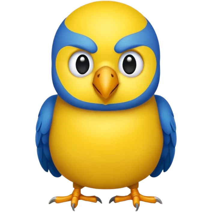 Pappagallo giallo e blu con il giallo sul petto le ali e la coda blu e la fronte poco poco verde emoji