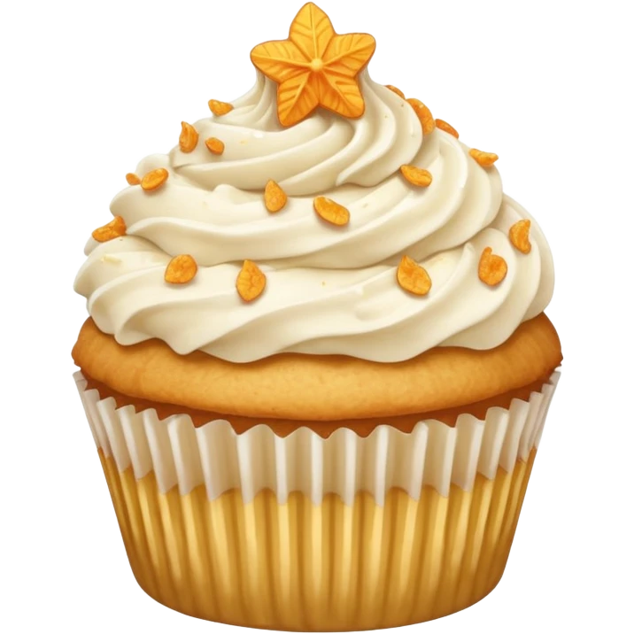 Vanilla cupcake with crushed up frosted flakes on top emoji