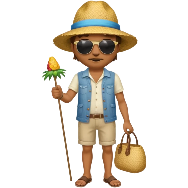full body man with straw hat emoji