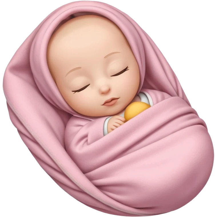 One fully swaddled sleeping baby wrapped in a light pink blanket emoji