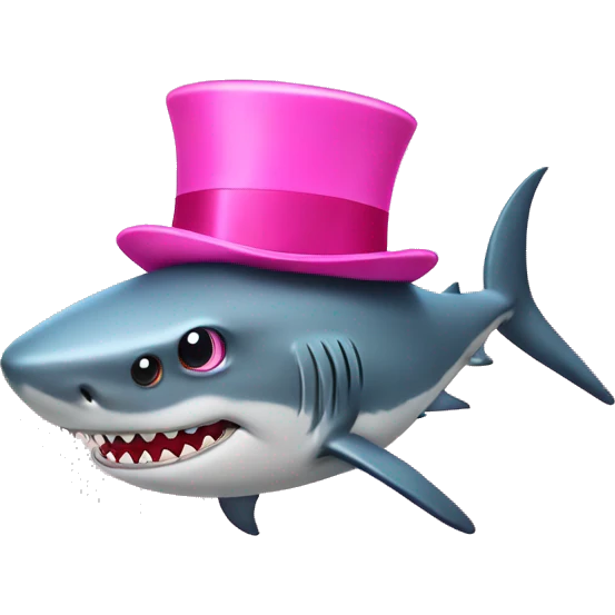 Shark with a pink top hat emoji