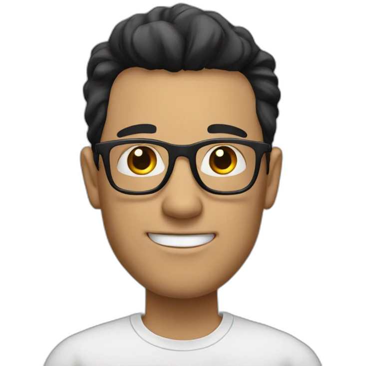 White man with black hair and big forhead wearing glasses emoji