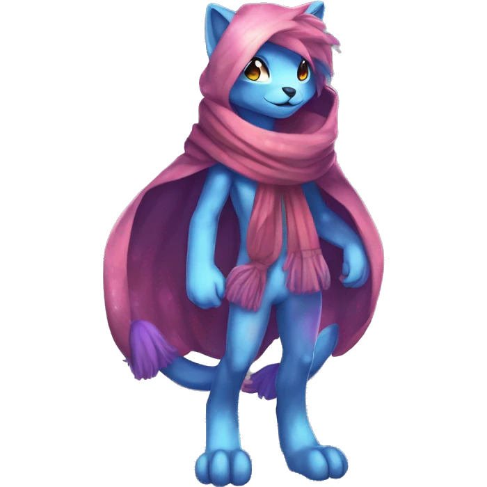 Shiny Anthro Sona Fakemon Nebula with a scarf Full Body emoji