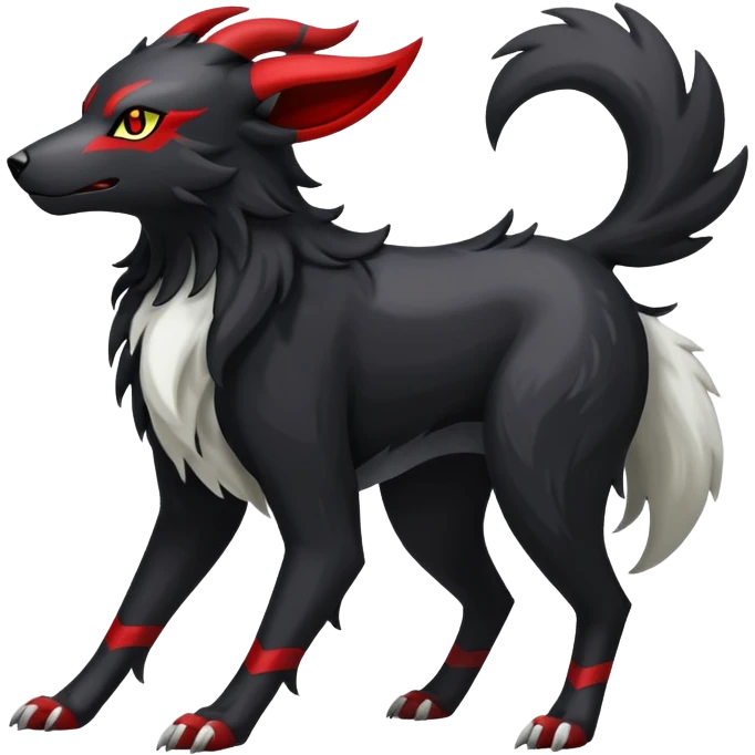 Shiny Exotic Excessive Mysterious Houndoom-Mightyena-Pokémon-Fakémon-hybrid-creature (full body) emoji
