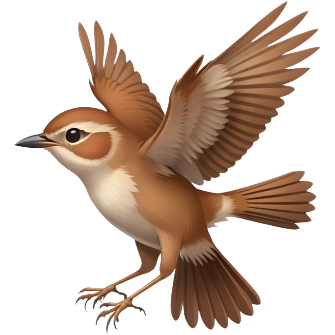 Cetti's warbler bird flying with wings spread emoji