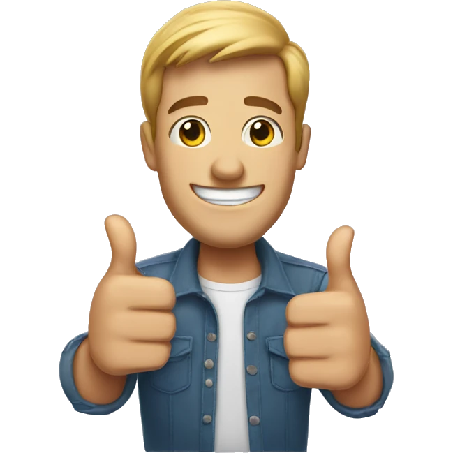 Smiling American Man shows thumbs up emoji