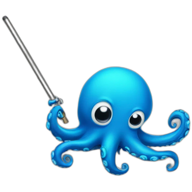 blue octopus, hold the police baton. emoji